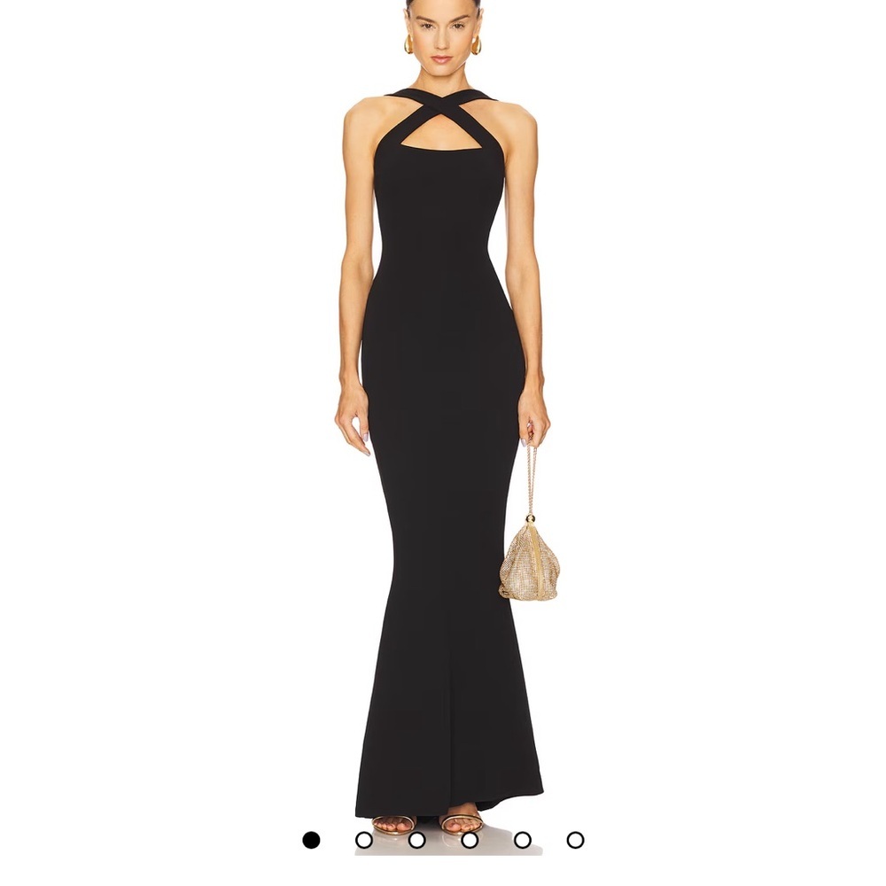 Nookie Black Cross-Neck Halter Mermaid Gown